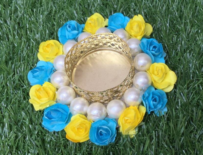 Blue & Yellow Rose Tealight